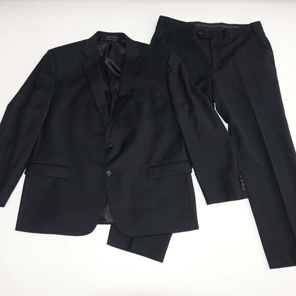 Lauren Ralph Lauren Men's 2 Button Suit Size 46 Regular 36 x 28.5 Black Wool - Picture 1 of 14